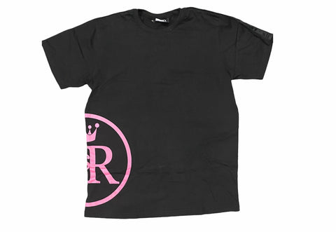 Flamingo Black tshirt with peach Logo